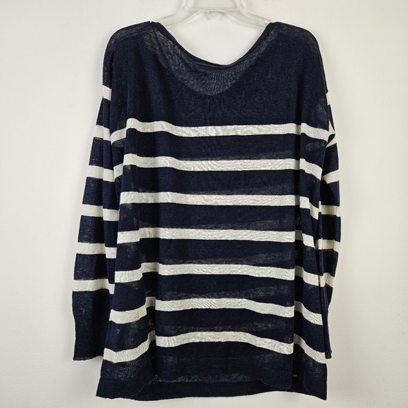 DENIM & SUPPLY Ralph Lauren Linen Striped Sweater Large Lightweight Semi Sheer - Picture 5 of 6